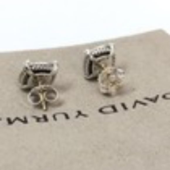 David Yurman Stud Earrings Sterling Silver with Black Onyx and Pave Diamonds - Picture 8 of 8